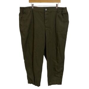 Wonderly Olive Green‎ Chino Jogger Pants Elastic Waist Cottagecore Minimalist 3X